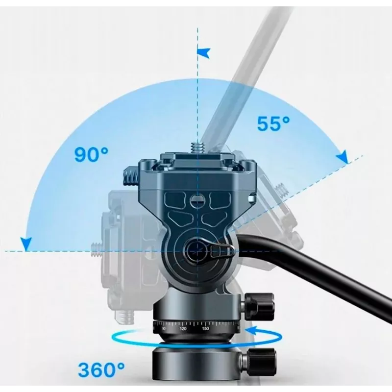 Ulanzi F38 Fluid Video Head 360° Panoramic Oil Damping Tripod Head su Arca-Swiss greito atleidimo sistema, 3 kg apkrova, aliuminio lydinys, juoda