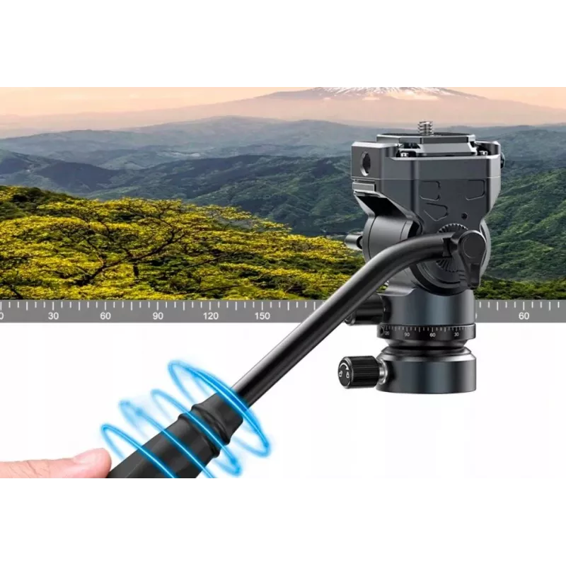 Ulanzi F38 Fluid Video Head 360° Panoramic Oil Damping Tripod Head su Arca-Swiss greito atleidimo sistema, 3 kg apkrova, aliuminio lydinys, juoda