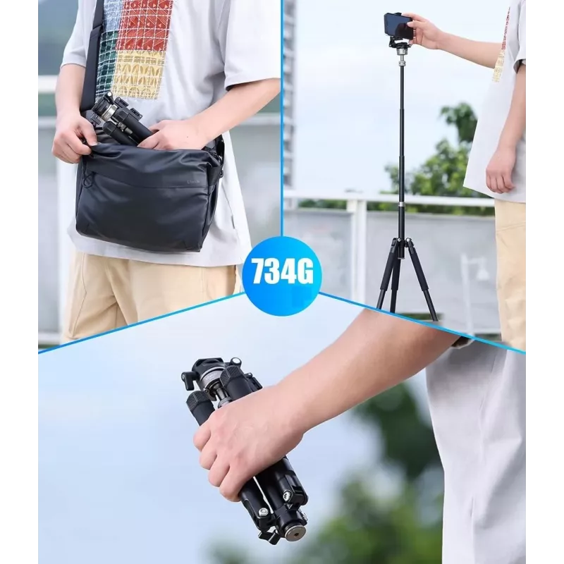Ulanzi MT-63 Profesionalus Trikojis + Monopodas 145cm Vlog su Telefono Laikikliu ir Prompteriu