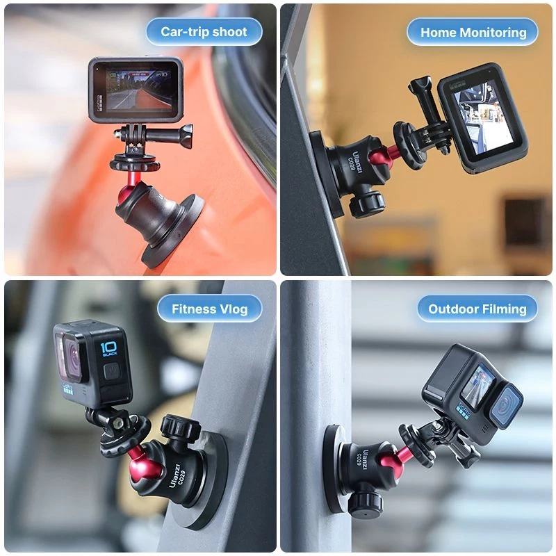Ulanzi C029 Magnetinis prisisiurbimo laikiklis su 3D rutuline galvute, skirtas GoPro, DJI, Insta360, SJCAM, Xiaomi