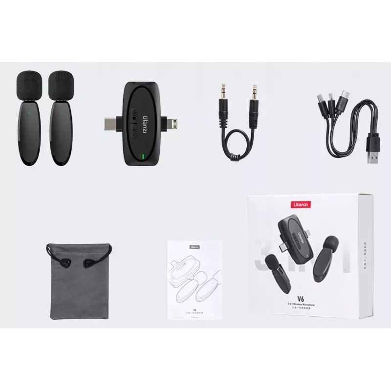Ulanzi V6 belaidžio garso perdavimo rinkinys - USB-C + Lightning