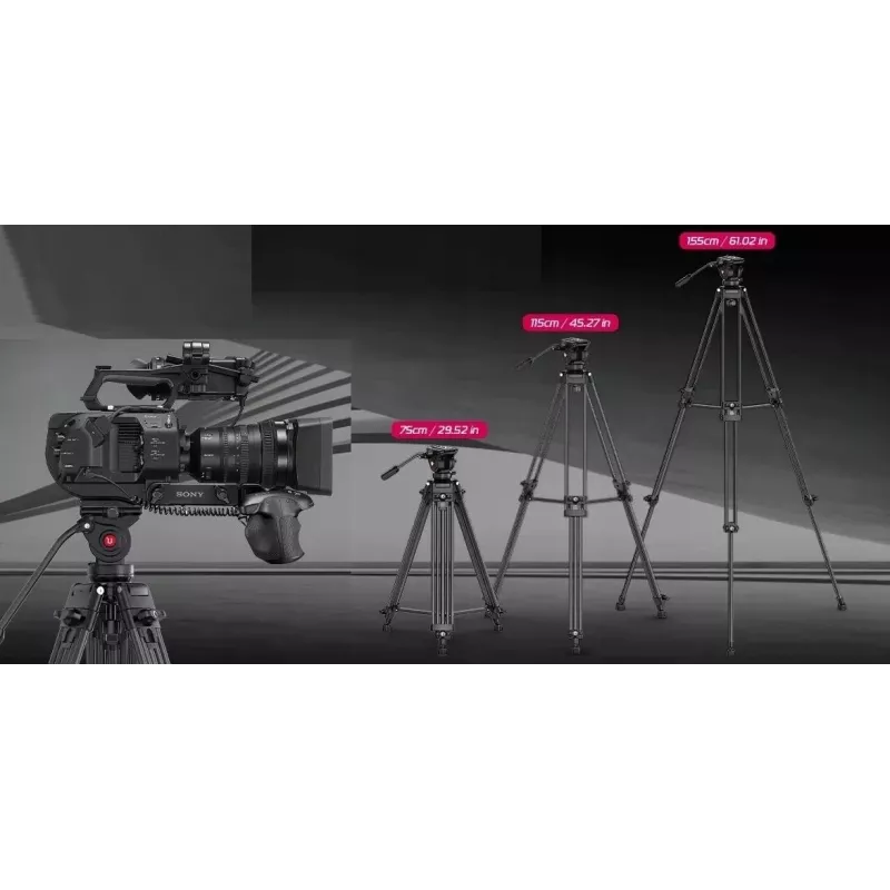 ULANZI MT-81 Tripod with Fluid Head for Filmmaking, 8kg Load, 155cm Height