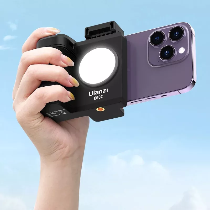 ULANZI CG02 Smartphone Grip su Bluetooth nuotolinio valdymo pulteliu ir LED šviesa
