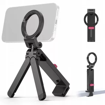 ULANZI MA88 MagSafe Metal Hand Grip, Desktop Stand & Tripod Mount for iPhone 12/13/14/15/16 Series, Aluminum Alloy, 360° Swivel, Cold Shoe & 1/4 inch-20 Thread, Space Gray