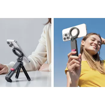 ULANZI MA88 MagSafe Metal Hand Grip, Desktop Stand & Tripod Mount for iPhone 12/13/14/15/16 Series, Aluminum Alloy, 360° Swivel, Cold Shoe & 1/4 inch-20 Thread, Space Gray