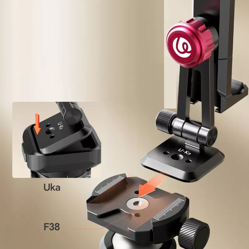 ULANZI MA51 F38 Quick Release Phone Clamp Mount with Cold Shoe, Aluminum Alloy, Black