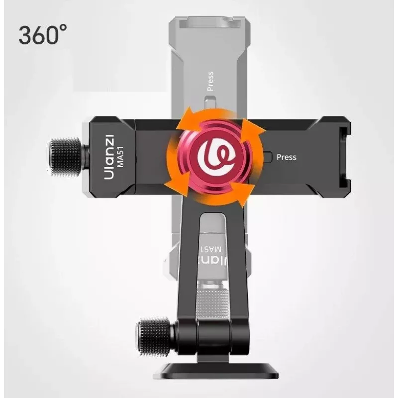ULANZI MA51 F38 Quick Release Phone Clamp Mount with Cold Shoe, Aluminum Alloy, Black