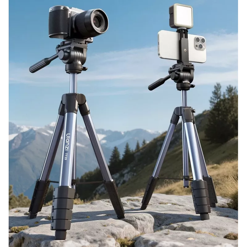 ULANZI TT39 155cm Aliuminio lydinio trikojis su telefono laikikliu DSLR, veidrodiniams ir išmaniesiems telefonams