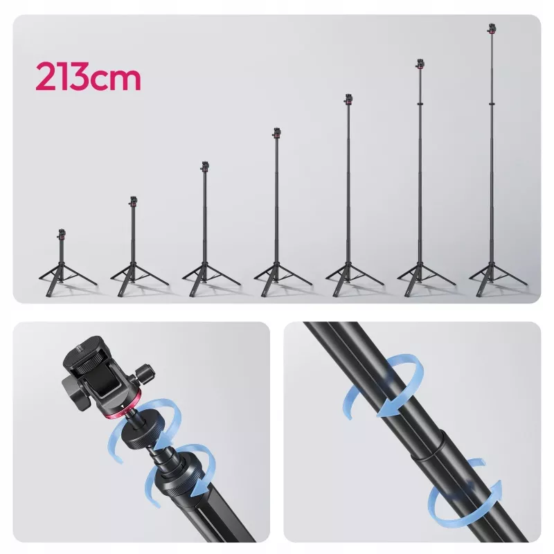 Ulanzi MT-80 nešiojamas šviesos stovas, 2 m, 1/4 inch sriegis