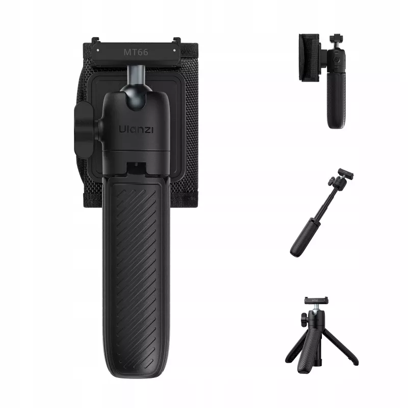 ULANZI MT66 3-in-1 Mini Tripod Selfie Stick Backpack Clip for DJI Osmo Action 5 Pro 4 3, GoPro, Insta360 - Juoda