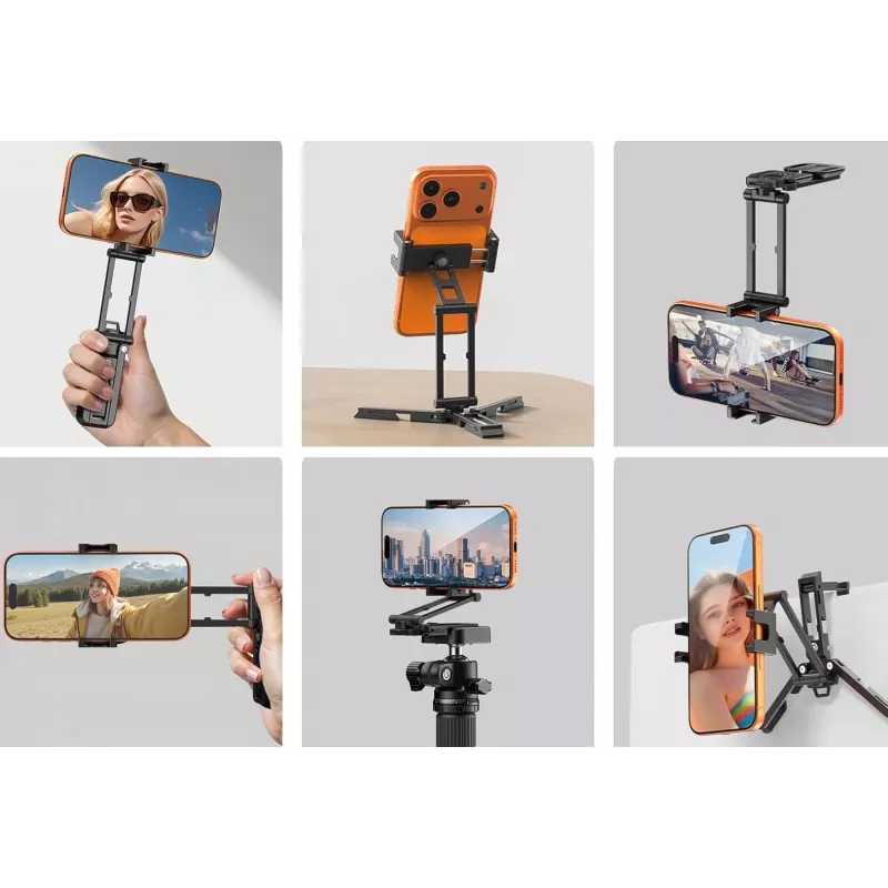 ULANZI SK29 Magic Arm Phone Tripod Mount su Arca-Swiss greito atleidimo plokštele, 1/4 colio sriegiu, Cold Shoe, juodas