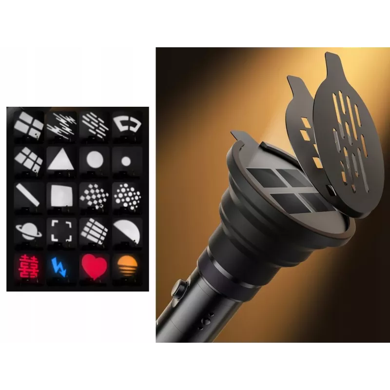 ULANZI LM01 10W LED prožektorius su gobo ir spalvų filtrais, priartinimu ir efektais