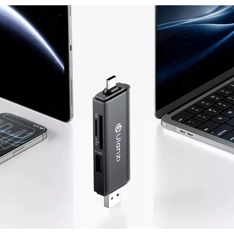 ULANZI CR3 3-in-1 SD/MicroSD/USB kortelių skaitytuvas su USB-C ir USB-A jungtimis