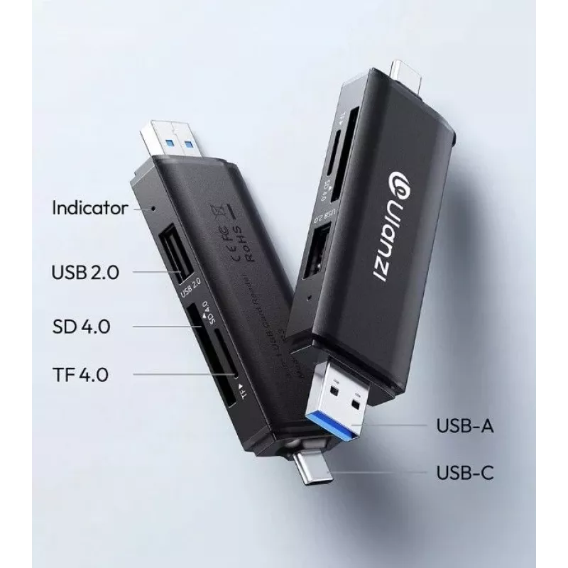 ULANZI CR3 3-in-1 SD/MicroSD/USB kortelių skaitytuvas su USB-C ir USB-A jungtimis