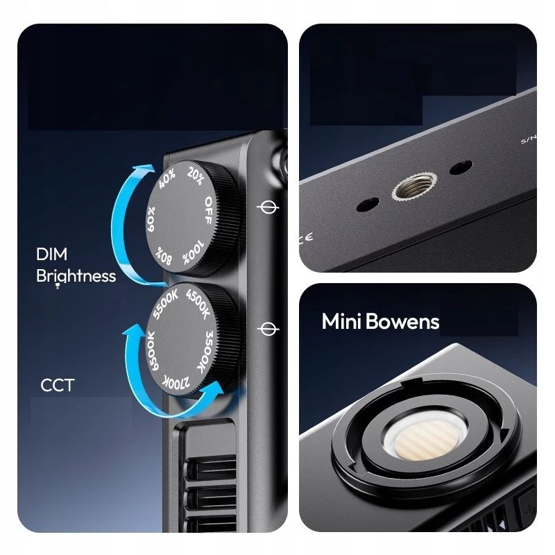 Ulanzi C01 LED Video Light 2700K-6500K su objektyvu
