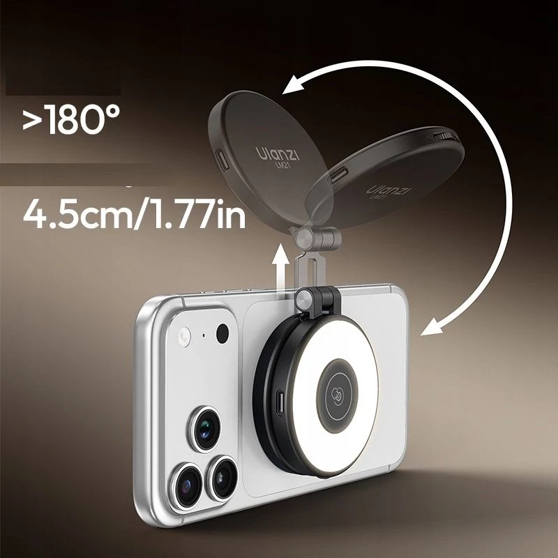 ULANZI LM21 MagSafe LED Video Light, 60 LEDs, 2500K-9000K, USB-C, Black