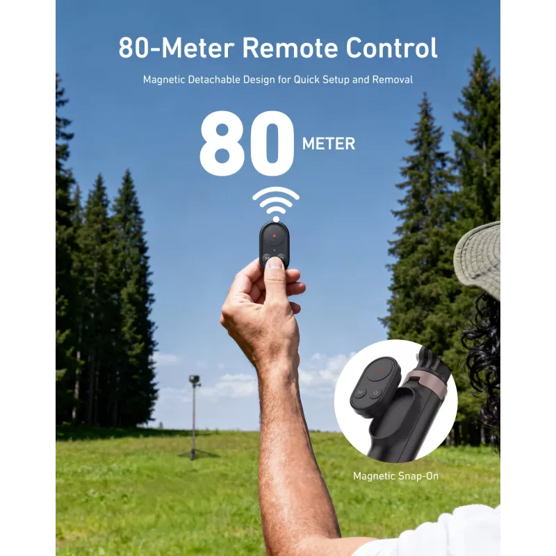 TELESIN Selfie Stick Tripod su Bluetooth nuotolinio valdymo pulteliu 80m, skirtas GoPro Hero 13 12 11 10 9 Max Max2