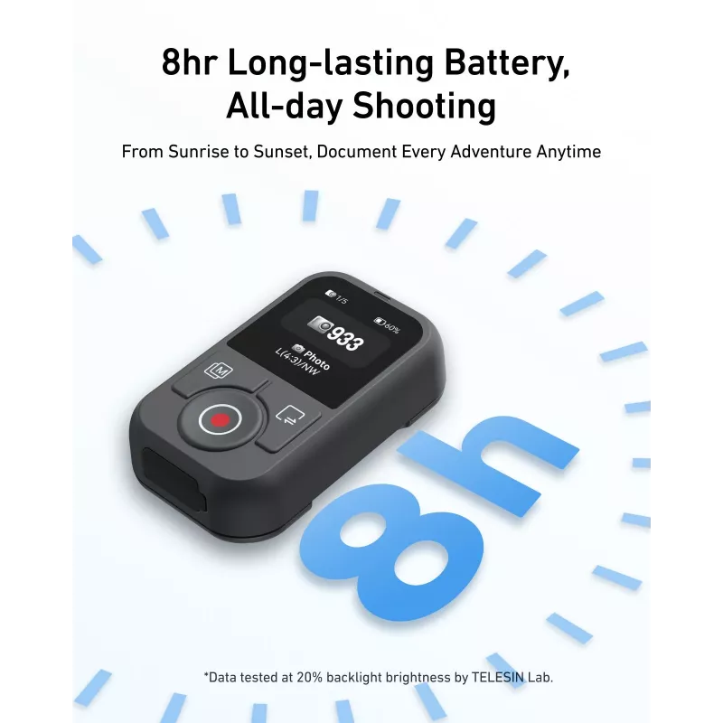 TELESIN belaidis Bluetooth nuotolinio valdymo pultelis, skirtas DJI Osmo Action 6/5 Pro/4/3, Osmo Pocket 3/2/1 - S5-RMT-03-TDJ