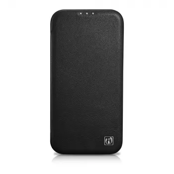 iCarer CE Premium Leather Folio Case for iPhone 14 Plus, Magnetic Flap, MagSafe, Black (WMI14220715-BK)