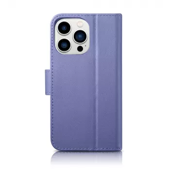 iCarer Wallet Case 2in1, skirta iPhone 14 Pro, odinis dėklas su pinigine ir RFID blokavimu, šviesiai violetinė (WMI14220726-LP)