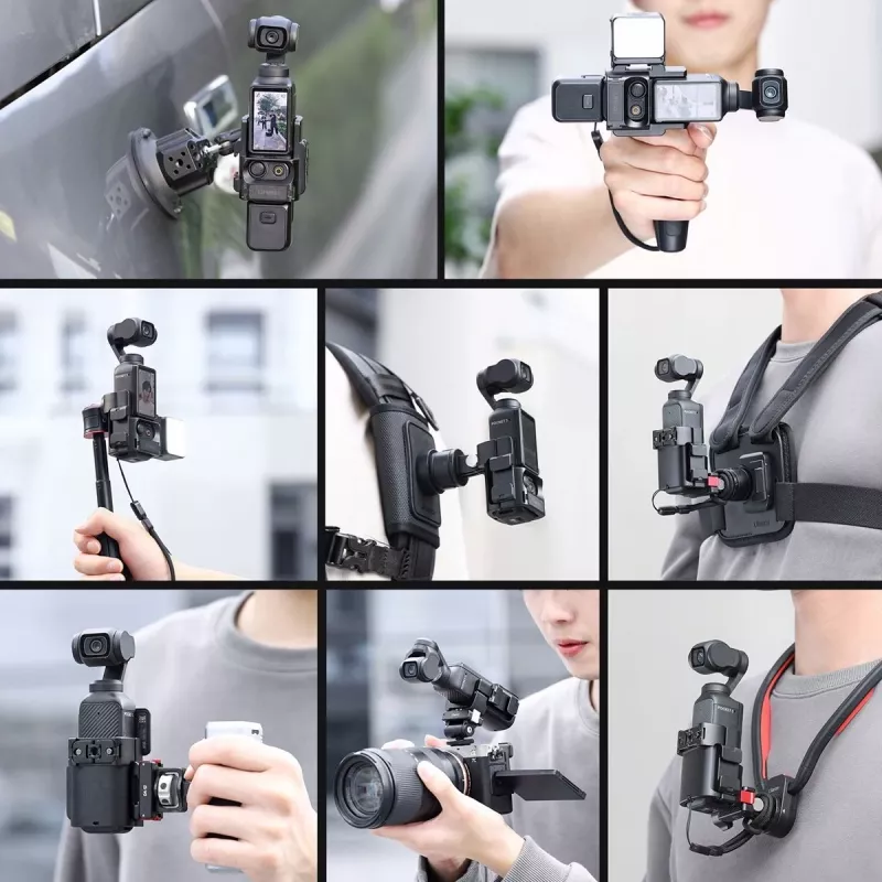 Ulanzi C014 Išplėtimo rėmelis, skirtas DJI Osmo Pocket 3, aliuminio lydinys ir ABS, juodas