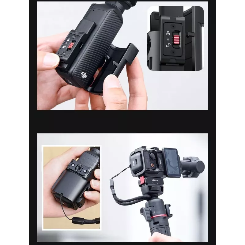 Ulanzi C014 Išplėtimo rėmelis, skirtas DJI Osmo Pocket 3, aliuminio lydinys ir ABS, juodas