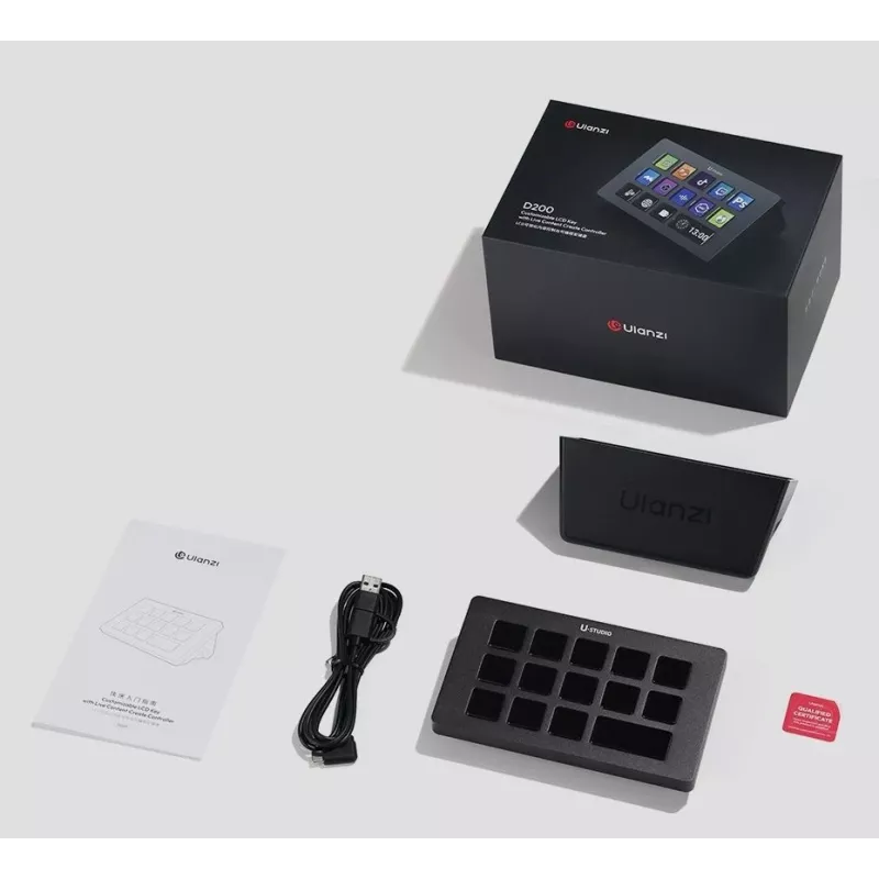 Ulanzi Stream Deck D200 Konsola – 15 programuojamų klavišų, 3 sukikliai, RGB apšvietimas, USB-C, mechaniniai karštai keičiami jungikliai