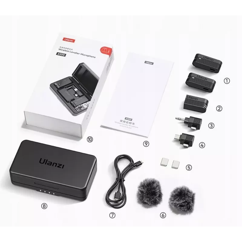 Ulanzi A100 belaidis mikrofonas USB-C / USB-A / 3,5 mm lizdas
