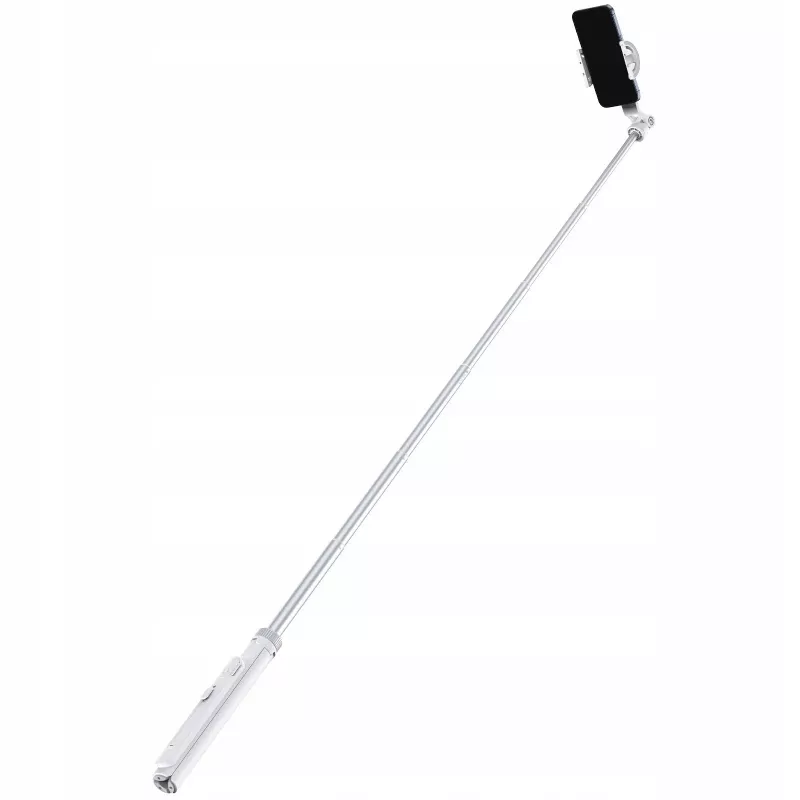 „Ulanzi TT88“ Selfie lazdynas-tripodas su „Bluetooth“ nuotolinio valdymo pulteliu ir papildomu apšvietimu, baltas