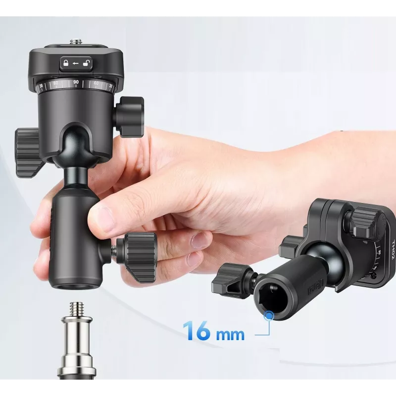 ULANZI F38 Quick Release Mount Adapter su 16mm Spigot ir 12mm Pin Receiver, 1/4 inch-20 Sraigtas, Juodas