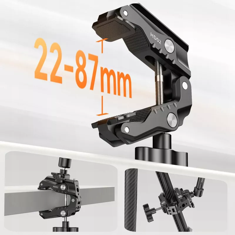 Ulanzi HD02 Super Clamp Crab Clamp su 1/4 colio ir 3/8 colio sriegiais Magic Arm laikikliui