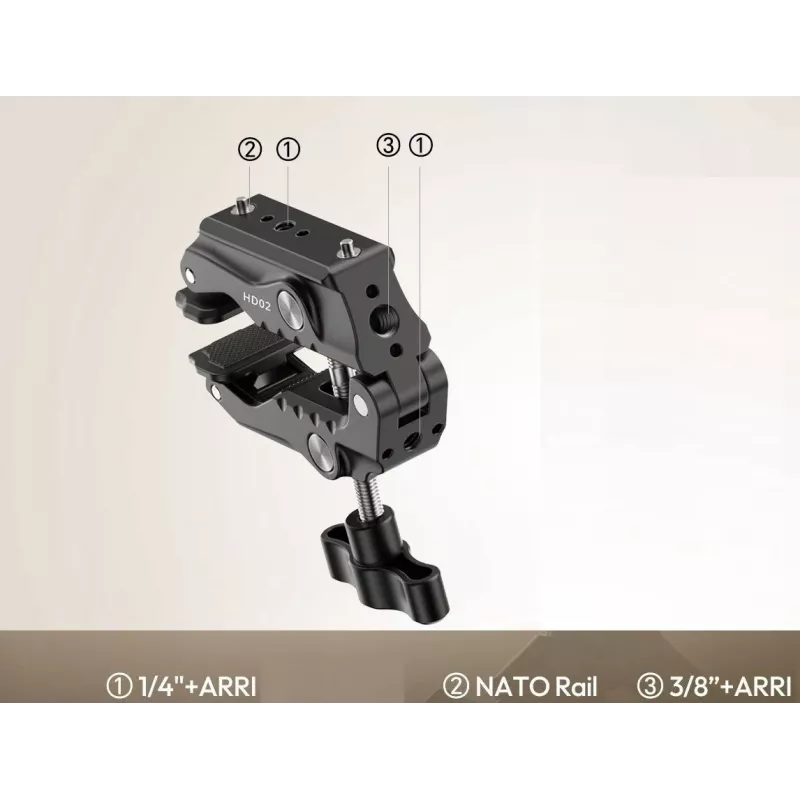 Ulanzi HD02 Super Clamp Crab Clamp su 1/4 colio ir 3/8 colio sriegiais Magic Arm laikikliui