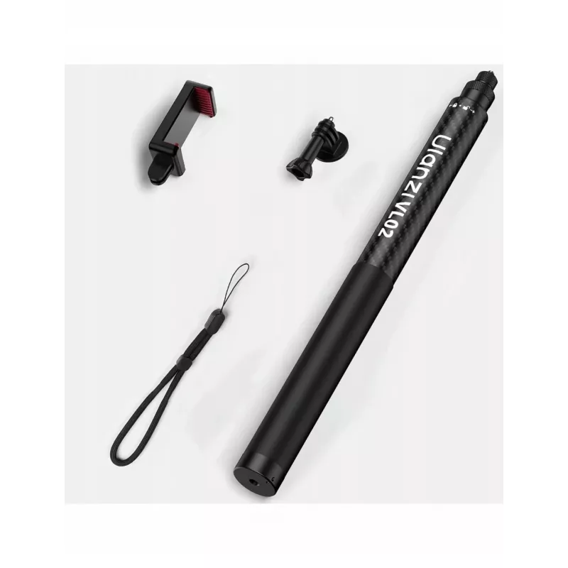 Ulanzi VL02 Anglies Pluošto Selfie Lazda / Monopodas 2.7m su Telefono Laikikliu ir GoPro Adapteriu