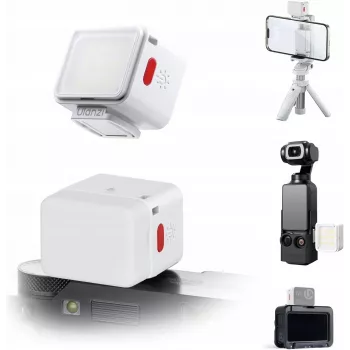 ULANZI DG01 Mini LED vaizdo šviesos šaltinis su magnetiniu laikikliu ir bato adapteriu, 1W, 500mAh, dviejų spalvų temperatūrų 2700K-6500K, baltas