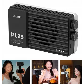 ULANZI PL25 25W Bi-Color LED Video Light su 2700K-6500K, USB-C PD, OLED ekranu, 5000mAh baterija