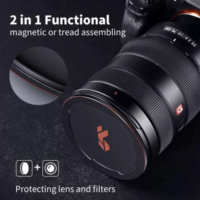K&F Concept M-Cap Magnetinis objektyvo gaubtas 58mm Juodas