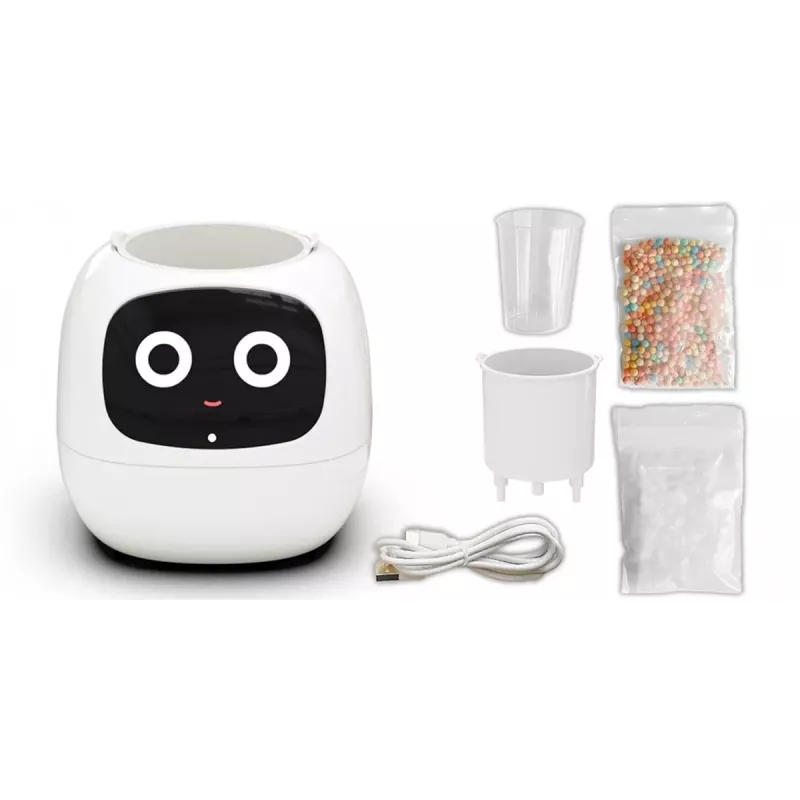 PlantsIO IVY White hidroponinė išmani sodo sistema su pilno spektro LED auginimo lempomis, 4 augalų kapsulėmis, automatiniu laistymu ir programėlės valdymu
