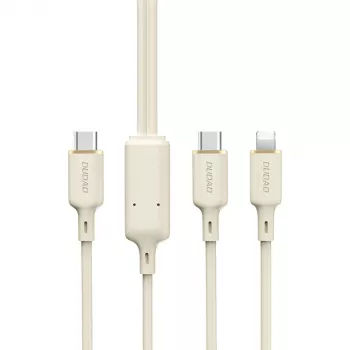 Dudao L7SF 2-in-1 USB-C į USB-C / Lightning laidas 100W 1,2m Smėlio spalvos