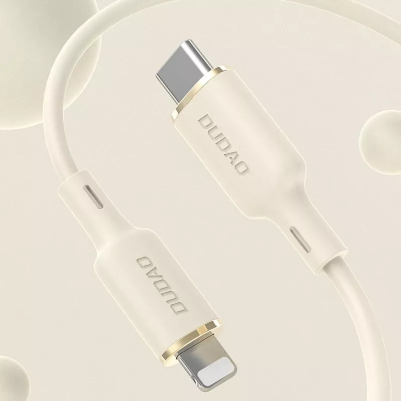 Dudao L7SF 2-in-1 USB-C į USB-C / Lightning laidas 100W 1,2m Smėlio spalvos