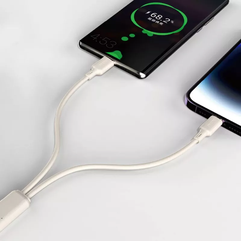 Dudao L7SF 2-in-1 USB-C į USB-C / Lightning laidas 100W 1,2m Smėlio spalvos
