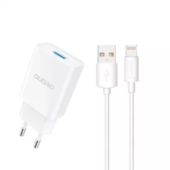 Dudao A4EU Adapter 10W 1xUSB-A su USB-A į Lightning laidu (1m) - Baltas