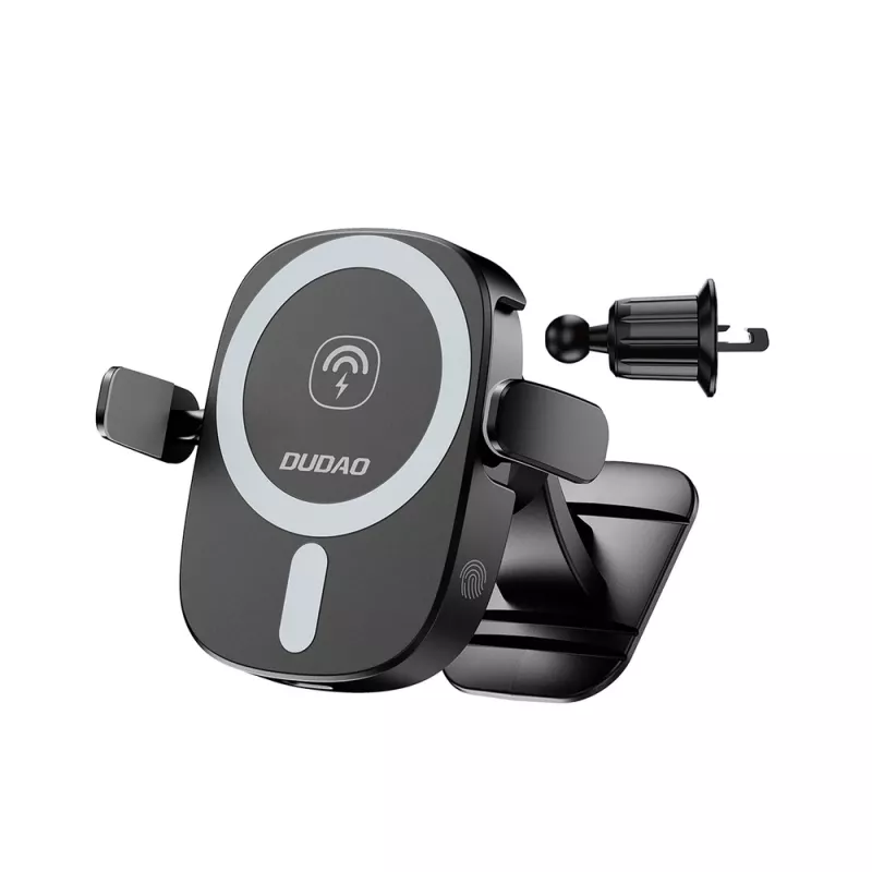 Dudao FW11 Automobilinis telefono laikiklis su belaidžiu įkrovikliu 15W Oro ventiliacijos/Skydelis - Juoda
