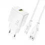 Dudao A23TEU 12W USB-A sieninis įkroviklis su 1m USB-A į USB-C laidu, baltas
