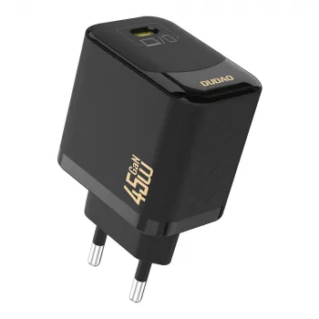 Dudao A28C 45W GaN sieninis įkroviklis su USB-C kabeliu – juodas