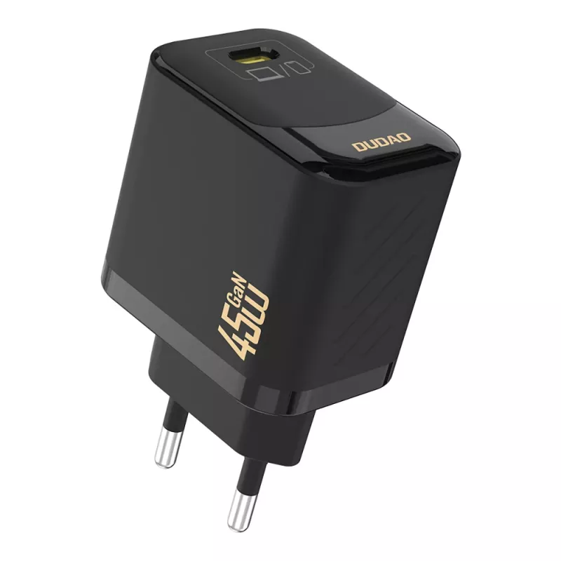 Dudao A28C 45W GaN sieninis įkroviklis su USB-C kabeliu – juodas