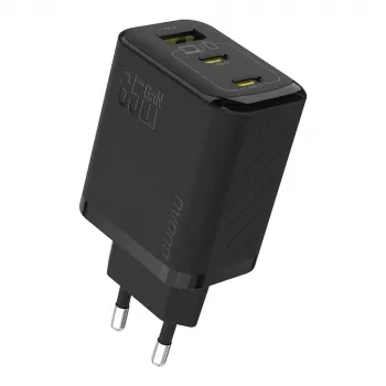 Dudao A29 65W GaN sieninis įkroviklis 2x USB-C + 1x USB-A juodas