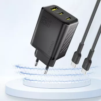Dudao A29 65W GaN sieninis įkroviklis 2x USB-C + 1x USB-A juodas