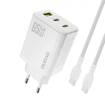 Dudao A29C 65W GaN USB-C įkroviklis su laidu - Baltas