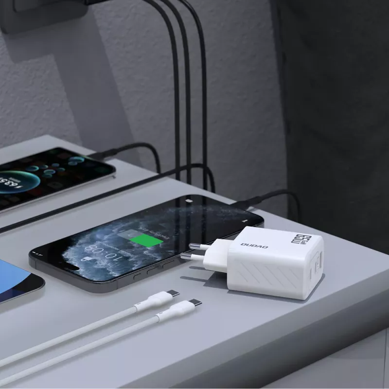 Dudao A29C 65W GaN USB-C įkroviklis su laidu - Baltas