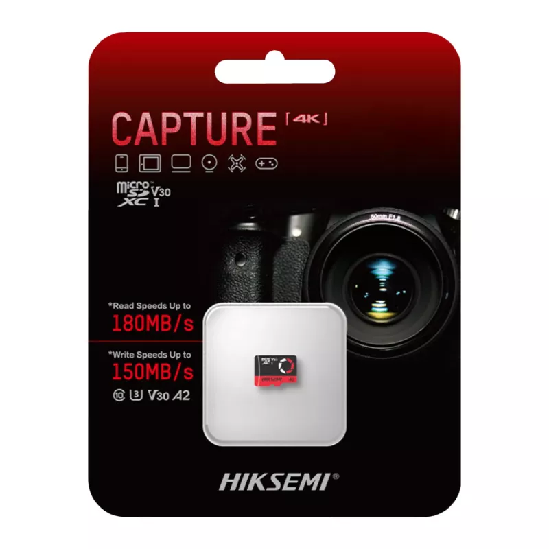 HIKSEMI M-SD Series Capture 128GB microSDXC TLC UHS-I U3 V30 A2 Memory Card 180MB/s Read 150MB/s Write